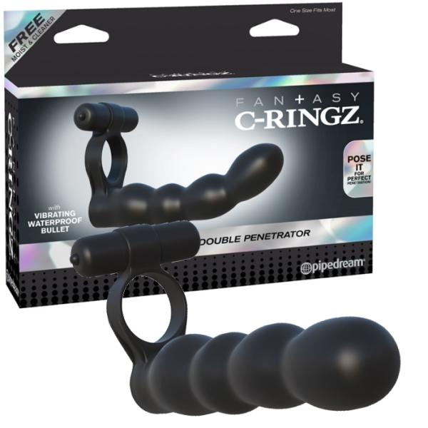 Posable Partner Double Penetrator - Anneau Pénétration Double Vibrant - Fantasy C-Ringz