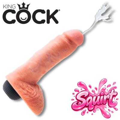 Gode Éjaculateur 8" avec Testicules - King Cock, Pompe Jizzle Juice