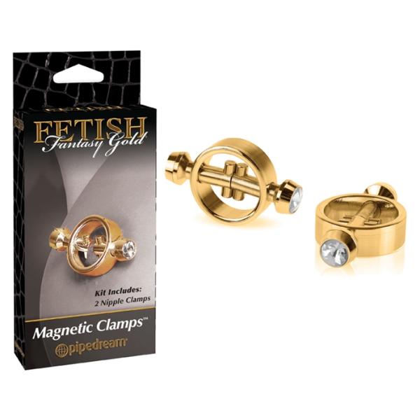 Magnetic Nipple Clamps - Pinces à Mamelons Magnétiques - Fetish Fantasy Gold
