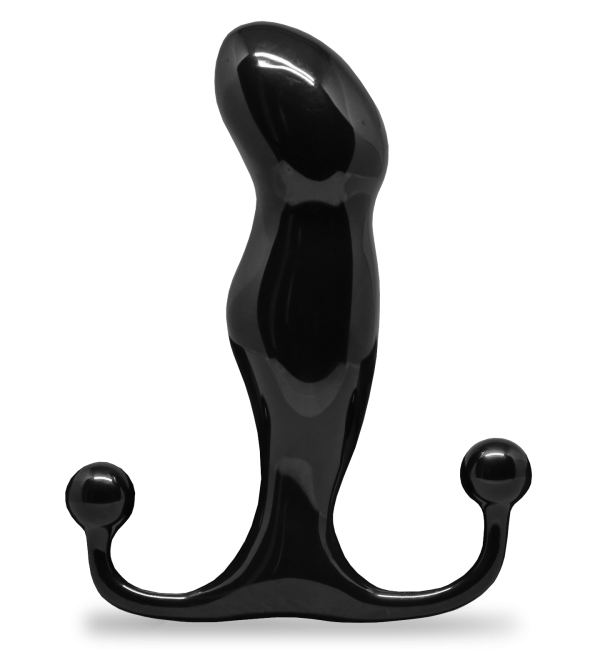 "Stimulateur prostate Progasm Aneros Noir Lustré, gros plan, Québec Canada."