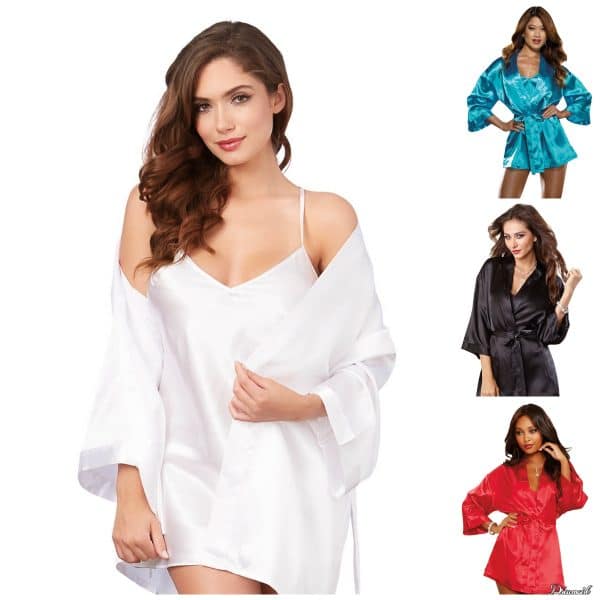 Ensemble Peignoir et Babydoll en Satin - 3717 - Dreamgirl