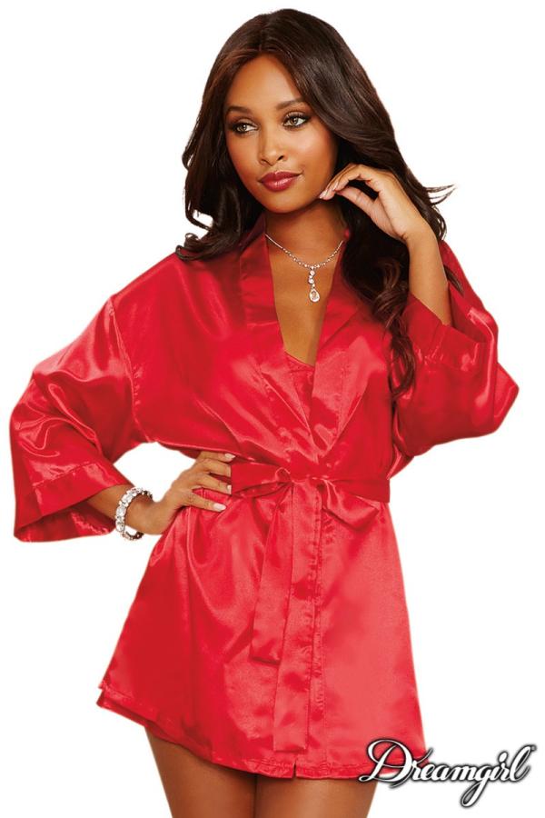 Ensemble Peignoir et Babydoll en Satin - 3717 - Dreamgirl – Image 5