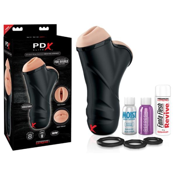 Double Penetration Vibrating Stroker - Pdx Elite