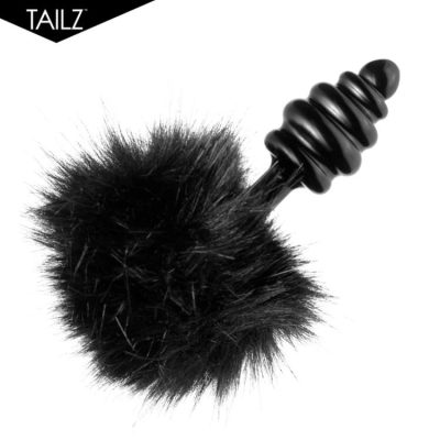 Black Bunny Tail Anal Plug - Tailz