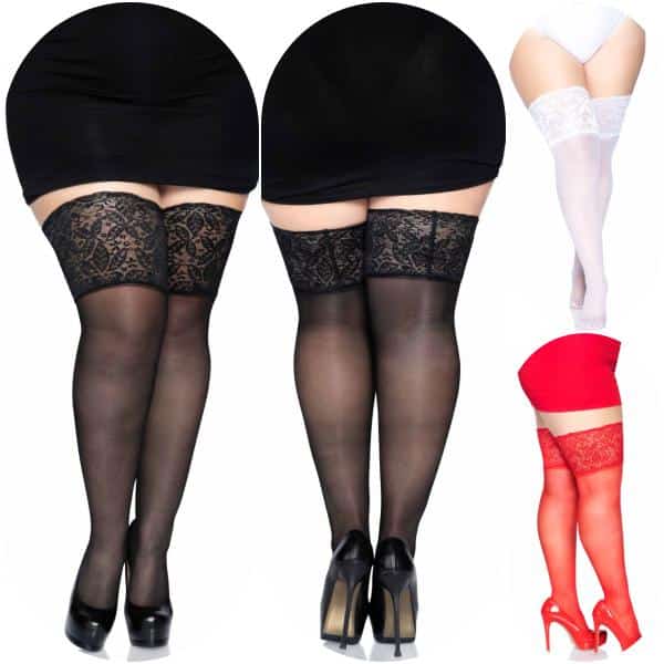 Bas en Nylon avec Dentelle - Haut de Cuisse - 9750Q - Taille Plus - Leg Avenue