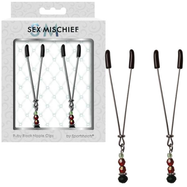 Ruby Black Nipple Clips - Sex & Mischief