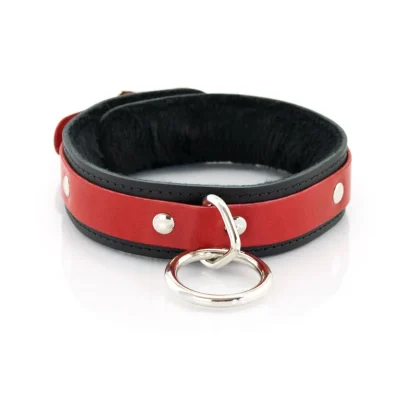 Collier de soumission 1 anneau en cuir, doublure en fausse fourrure – Ego Driven