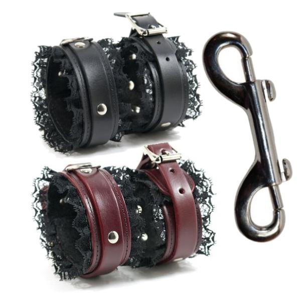 Menottes en Cuir avec Dentelle - Doublées de Suède - Ego Driven
