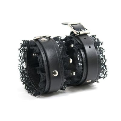 Menottes en Cuir avec Dentelle - Doublées de Suède - Ego Driven Noir