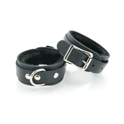 Mini menottes en cuir avec doublure en fausse fourrure