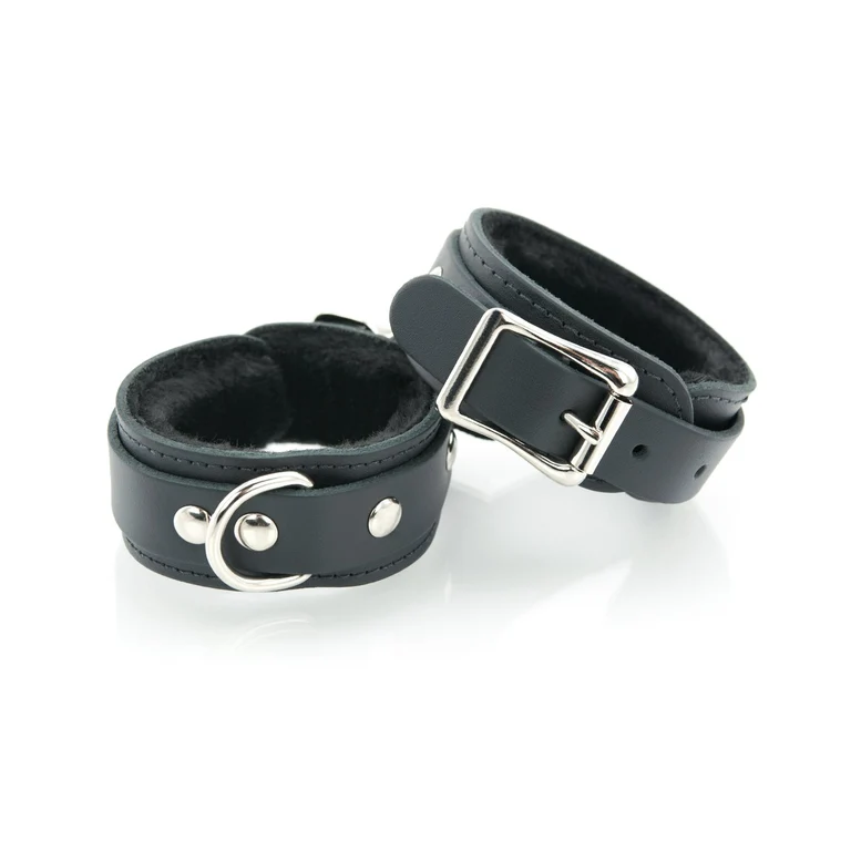 Mini menottes en cuir avec doublure en fausse fourrure