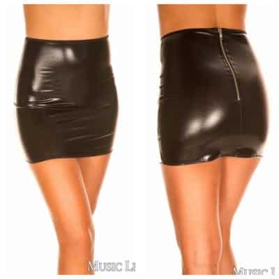 Mini-Jupe Taille Haute - Wet Look - 177 - Music Legs