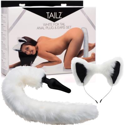 White Fox Tail Anal Plug and Ears Set - Tailz