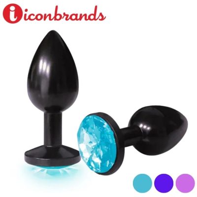 Plug anal noir anodisé avec gemme cœur violet