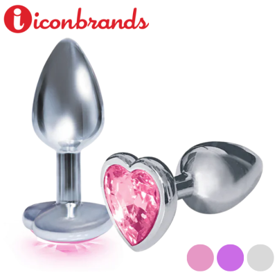 Plug anal argent avec bijou cœur rose