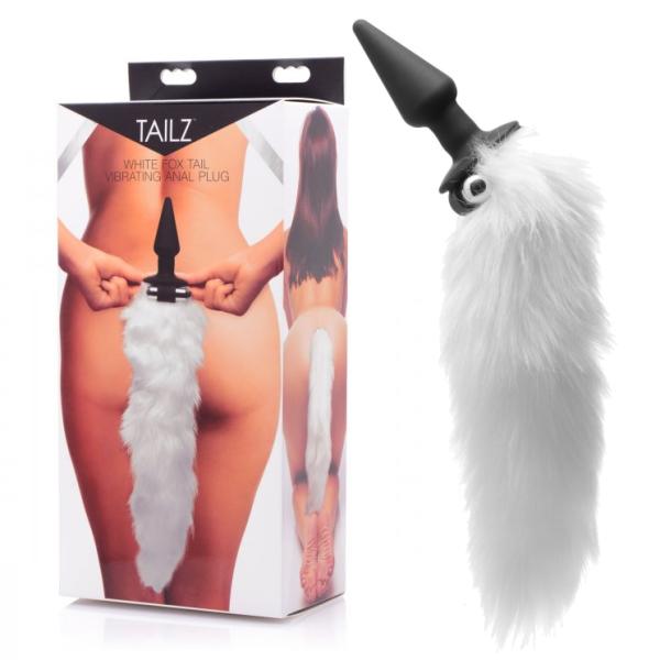 White Fox Tail Vibrating Anal Plug - Plug Anale avec Queue de Renard Blanche - Tailz