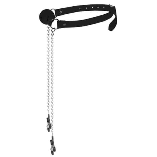 Ball Gag with Nipple Clamps - Bâillon avec Pinces Mamelons - Ouch! – Image 2
