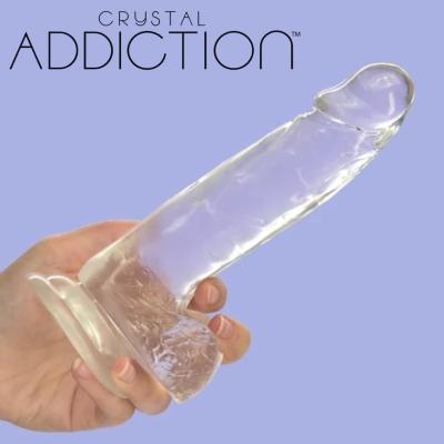 Gode clair 8 po avec testicules – Crystal Addiction