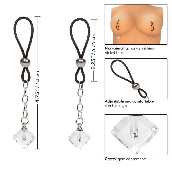 Non-Piercing Nipple Jewelry Crystal Gem - Lasso à Mamelons avec Bijoux - California Exotics – Image 3