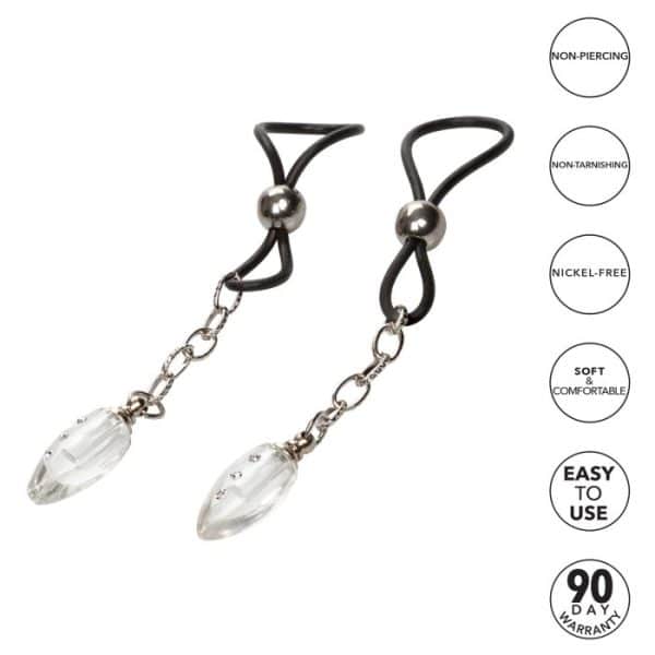 Non-Piercing Nipple Jewelry Crystal Teardrop - Lasso à Mamelons avec Bijoux - California Exotics – Image 4