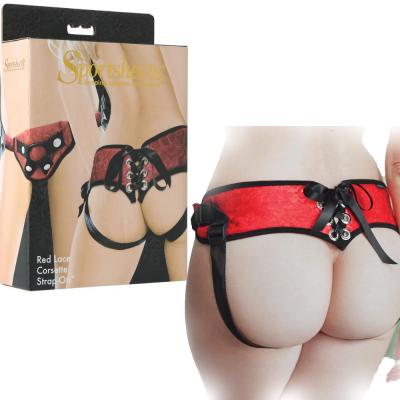 Red Lace Corsette Strap-On - Harnais - Sportsheets
