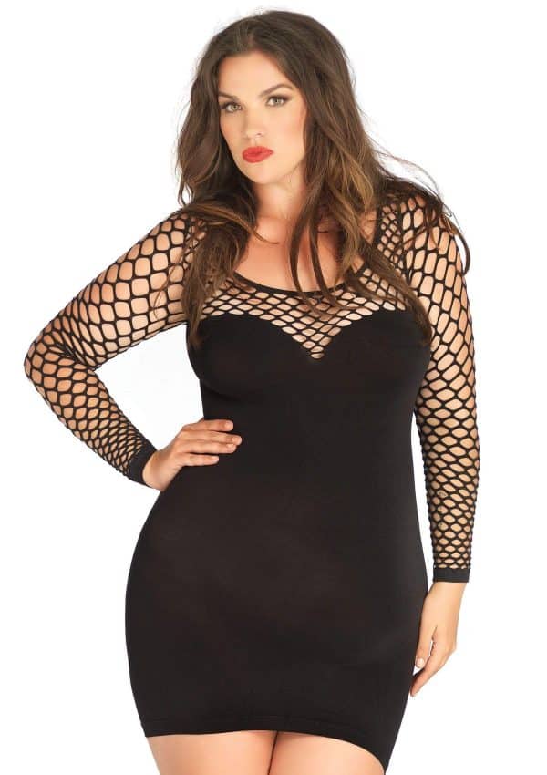 Mini Robe Opaque en Filet - 86585Q- Grande Taille - Leg Avenue – Image 2