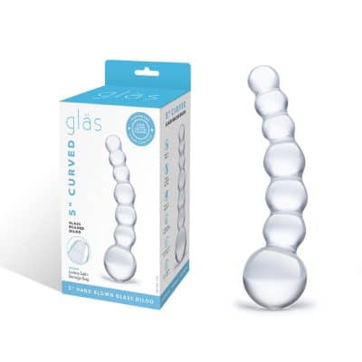 5 Curved Glass Beaded Dildo - Gode en Verre - Gläs
