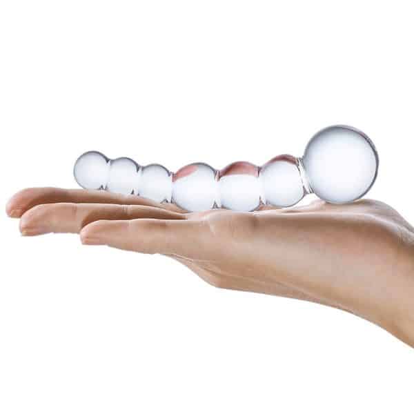 5 Curved Glass Beaded Dildo - Gode en Verre - Gläs