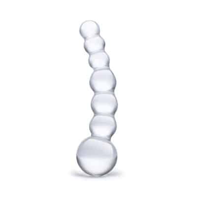 5 Curved Glass Beaded Dildo - Gode en Verre - Gläs