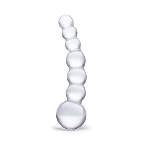 5 Curved Glass Beaded Dildo - Gode en Verre - Gläs