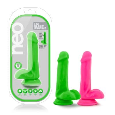 Neo 6 Cock with Balls - Gode Double Densité - Blush