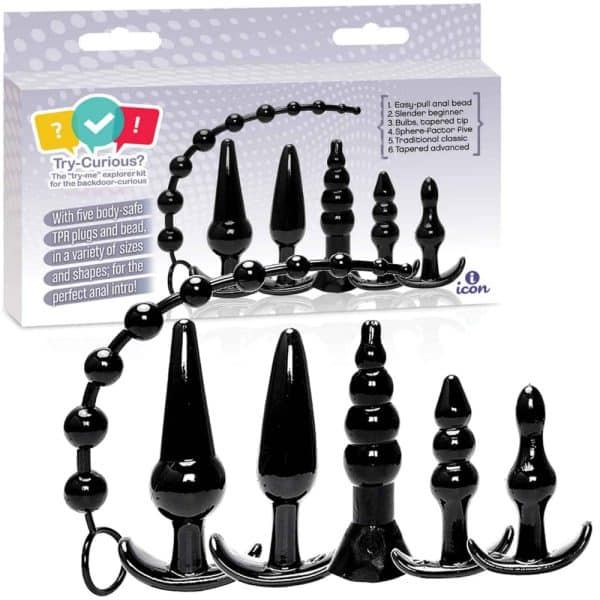 Try-Curious Anal Plug Kit Black - Ensemble de Jouets Anaux - Icon Brands
