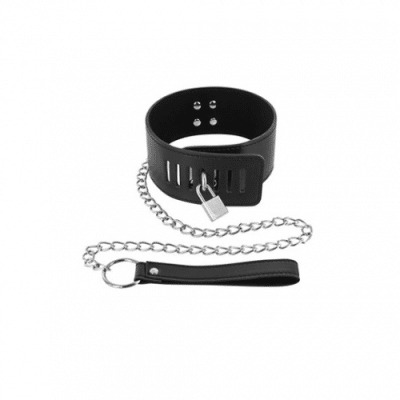 Choker Padlock with Leash - Collier avec Laisse - Fetish Temptation