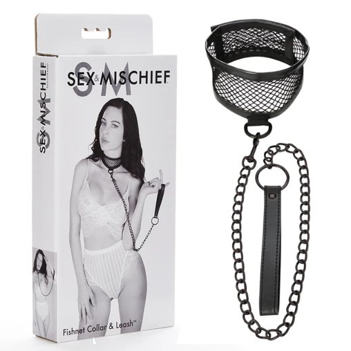 Fishnet Collar and Leash - Laisse et Collier - Sex & Mischief