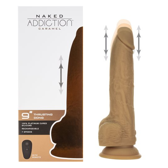 Thrusting Dong With Remote Caramel Gode Avec Action De Pouss E Naked Addiction Boutique