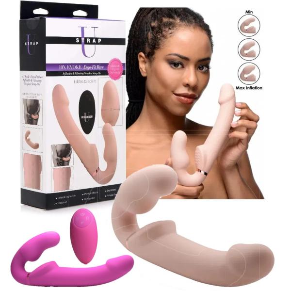Ergo Fit - 10X Evoke - Strapless Strap-On - Sans Harnais Vibrant et Gonflable - U-Strap