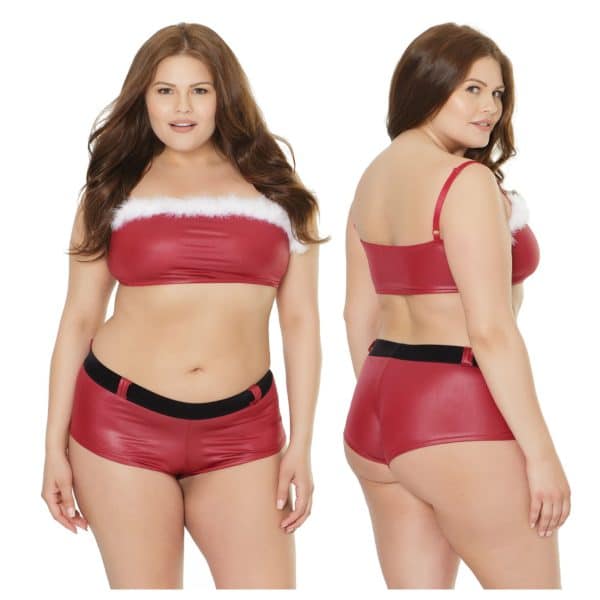 Bandeau et Booty Short en Wetlook - 3854X - Grande Taille - Coquette