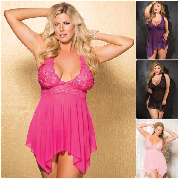 Babydoll en Dentelle - 96618Q - Grande Taille - Shirley of Hollywood