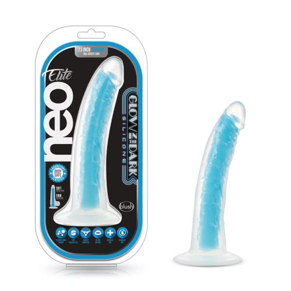 Blue 7.5 Neo Elite Glow in the Dark - Gode en Silicone - Blush