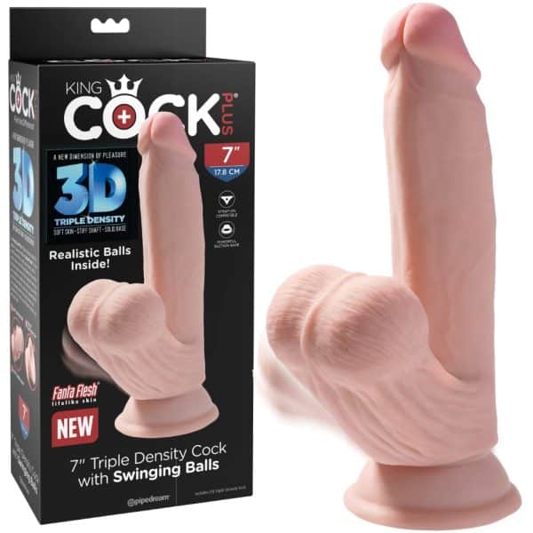 7 Triple Density Cock with Swinging Balls – King Cock Plus – Gode Réaliste