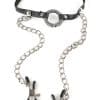 O-Ring Gag With Nipple Clamps - Fetish Fantasy Series