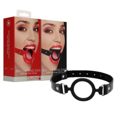 Silicone Ring Gag with Leather Straps - Baîllon - Ouch!