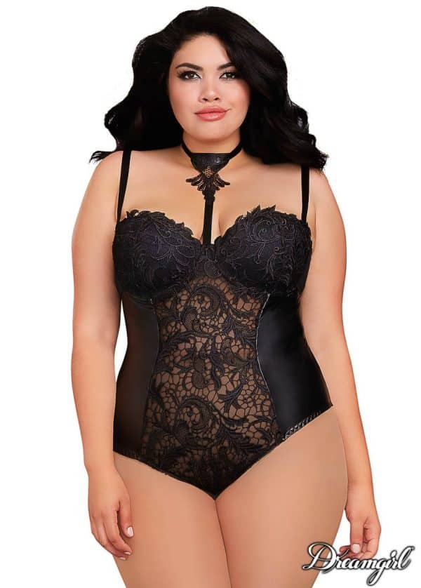 Teddy en SimiliCuir et Dentelle - 11869X - Grande Taille - Dreamgirl – Image 2