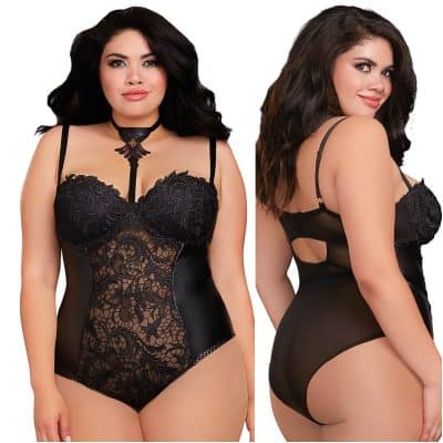 Teddy en SimiliCuir et Dentelle - 11869X - Grande Taille - Dreamgirl