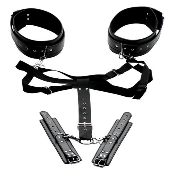 Acquire Easy Access Thigh Harness with Wrist Cuffs - Attaches de Restrictions - Master Series