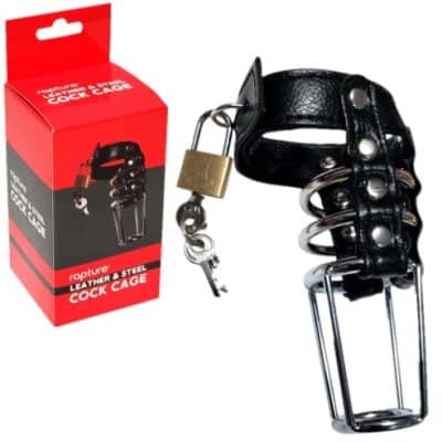 Leather & Steel Cock Cage - Cage de Chasteté - Rapture