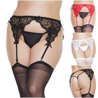 Porte-Jaretelle en Dentelle Française - 407 - Grande Taille - Coquette