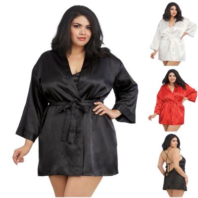 Ensemble Peignoir et Babydoll en Satin - 3717X - Grande Taille - Dreamgirl