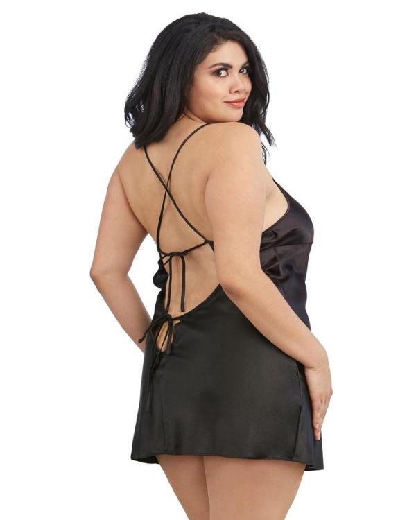 Ensemble Peignoir et Babydoll en Satin - 3717X - Grande Taille - Dreamgirl – Image 4