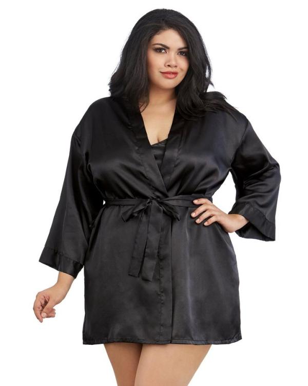 Ensemble Peignoir et Babydoll en Satin - 3717X - Grande Taille - Dreamgirl – Image 2